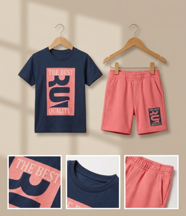Boys “The Best” Printed T-Shirt & Shorts Set | Stylish Kids Casual Summer Outfit