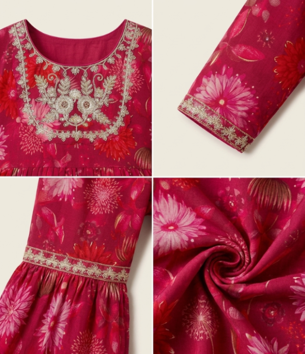 Girls Floral Printed Gharara Set | Stylish Ethnic Wear Outfit for Girls