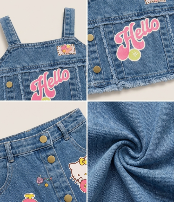 Girls Blue Denim Dungaree Dress | Stylish Sleeveless Kids Western Wear Outfit