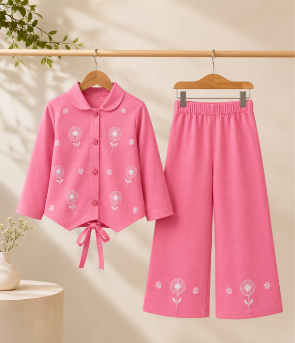 Girls Pink Co-Ord Set | Stylish Kids Top & Palazzo Pant Set for Casual and Party Wear