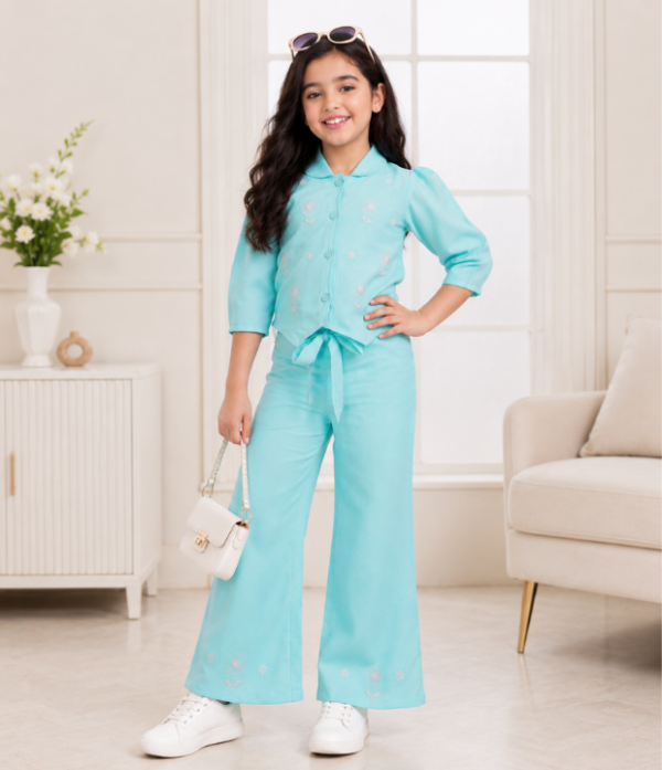 Girls Pink Co-Ord Set | Stylish Kids Top & Palazzo Pant Set for Casual and Party Wear