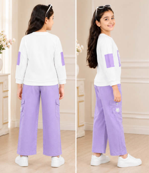 Girls Cargo Co-Ord Set | Stylish Top & Wide Leg Pant Set for Girls Casual Wear