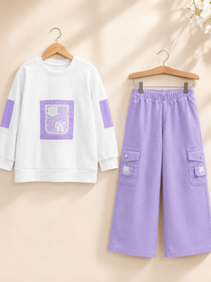 47 Girls Cargo Co-Ord Set | Stylish Top & Wide Leg Pant Set for Girls Casual Wear
