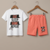 Boys “Eat Sleep Game Repeat” Printed T-Shirt & Shorts Set | Cool Kids Summer Outfit