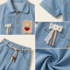 Girls Light Denim 2 Piece Set | Stylish Denim Shirt & Capri Pant Outfit for Girls
