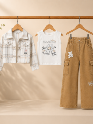 ChatGPT Image May 16, 2026, 05_18_51 PM Girls Printed Top with Striped Shrug & Cargo Pant Set | Stylish Girls Western Wear Outfit