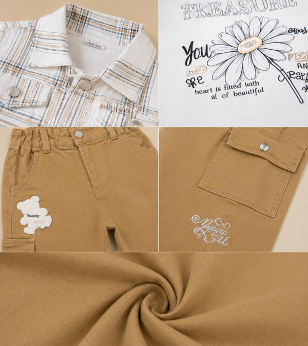 Girls Printed Top with Striped Shrug & Cargo Pant Set | Stylish Girls Western Wear Outfit