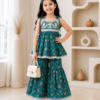 Girls Printed Kurti & Sharara Set | Ethnic Kids Festive Wear Outfit