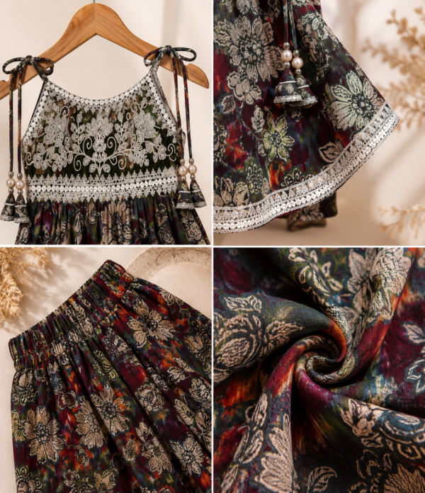 Girls Floral Printed Gharara Set | Stylish Ethnic Party Wear Dress for Girls