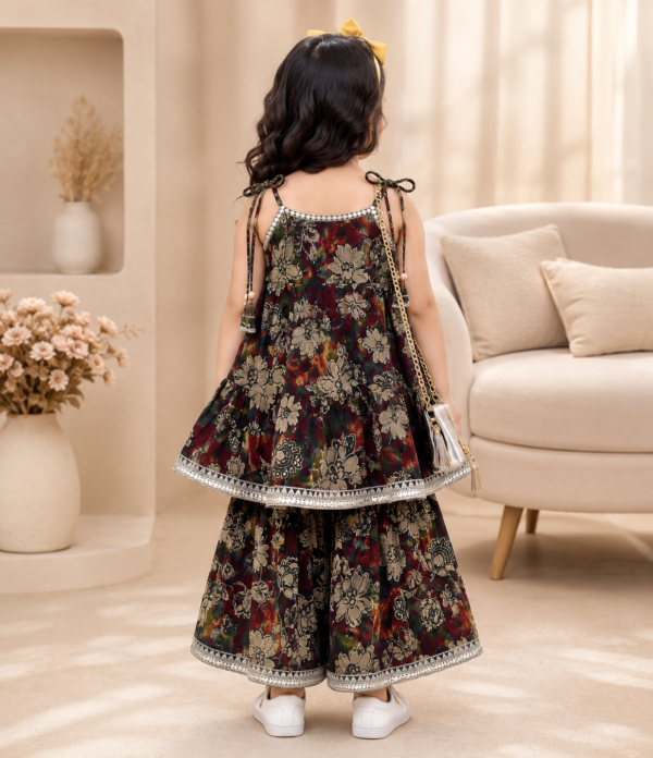 Girls Floral Printed Gharara Set | Stylish Ethnic Party Wear Dress for Girls