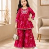 Girls Floral Printed Kurti Sharara Set | Stylish Ethnic Wear 2 Piece Outfit for Girls