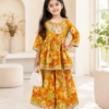 Girls Floral Printed Kurti Sharara Set | Stylish Ethnic Wear 2 Piece Outfit for Girls