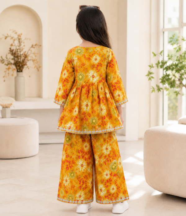 Girls Floral Printed Kurti Sharara Set | Stylish Ethnic Wear 2 Piece Outfit for Girls