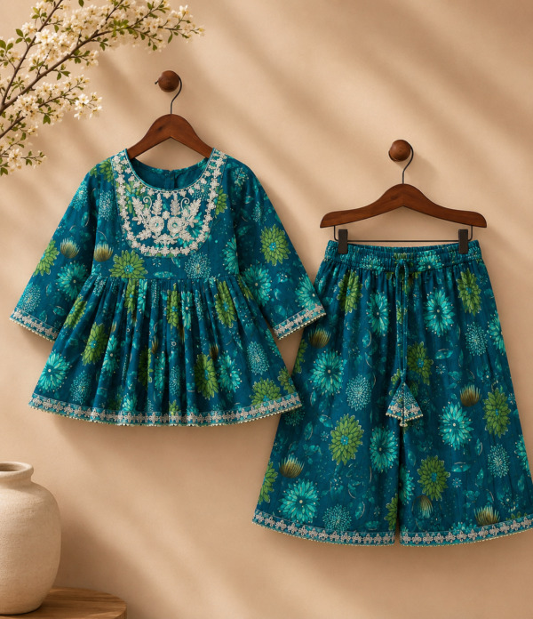 Girls Floral Printed Gharara Set | Stylish Ethnic Wear Outfit for Girls