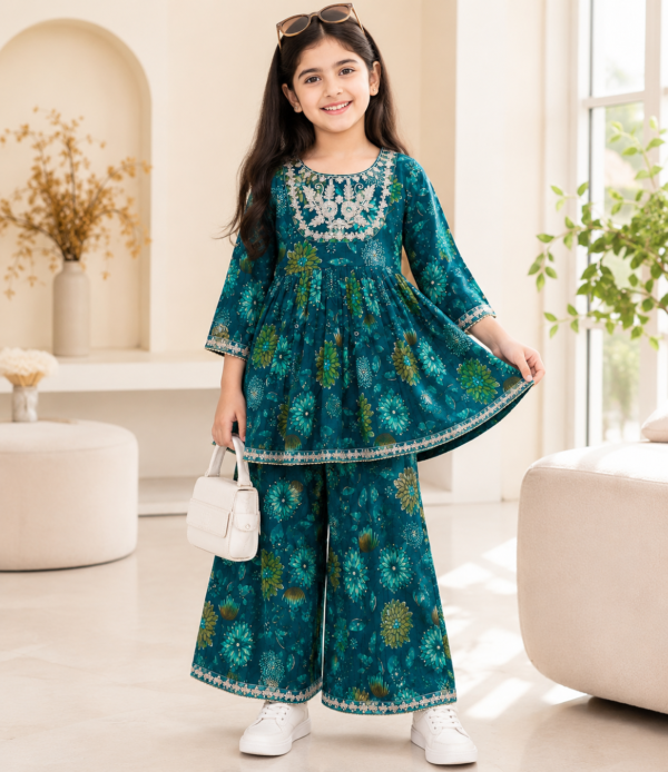 Girls Floral Printed Gharara Set | Stylish Ethnic Wear Outfit for Girls