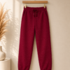 Girls Cotton Blend Solid Jogger Track Pants Combo Pack | Casual Elastic Waist Bottomwear for Girls | Pack of 4 (Black, Wine, Teal Green, Navy Blue)