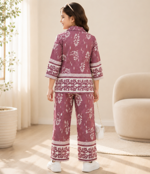 Girls Printed Co-Ord Set | Stylish Kids Shirt & Pant Set for Girls Casual and Party Wear