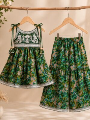 IMG-20260601-WA0000 Girls Floral Gharara Set | Stylish Ethnic Wear Dress for Girls with Printed Kurti & Gharara