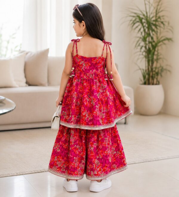 Girls Floral Gharara Set | Stylish Ethnic Wear Dress for Girls with Printed Kurti & Gharara
