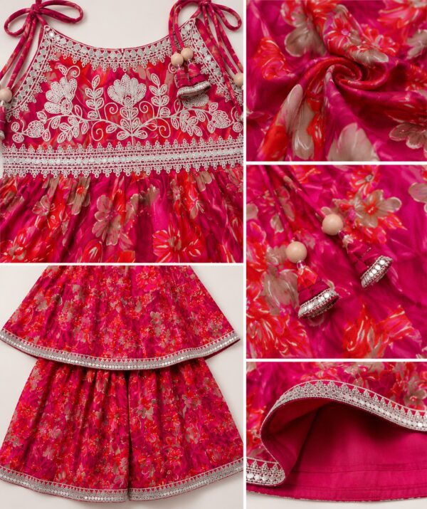 Girls Floral Gharara Set | Stylish Ethnic Wear Dress for Girls with Printed Kurti & Gharara