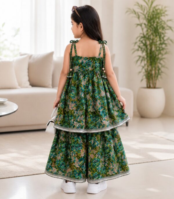 Girls Floral Gharara Set | Stylish Ethnic Wear Dress for Girls with Printed Kurti & Gharara