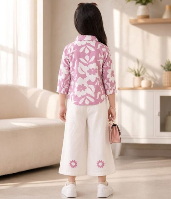 Girls Floral Printed Shirt & Palazzo Pant Set | Trendy Girls Western Wear Outfit