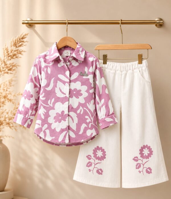 Girls Floral Printed Shirt & Palazzo Pant Set | Trendy Girls Western Wear Outfit