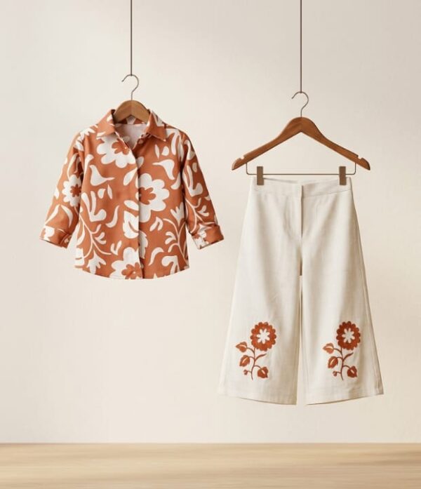 Girls Floral Printed Shirt & Palazzo Pant Set | Trendy Girls Western Wear Outfit