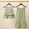 Girls Embroidered Peplum Top & Flared Pant Set | Stylish Girls Co-Ord Set