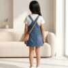 Girls Denim Pinafore Dress with Printed T-Shirt | Stylish Girls Dungaree Dress Set