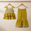 Girls Embroidered Peplum Top & Flared Pant Set | Stylish Girls Co-Ord Set