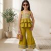 Girls Embroidered Peplum Top & Flared Pant Set | Stylish Girls Co-Ord Set