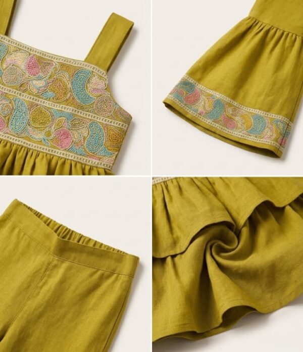 Girls Embroidered Peplum Top & Flared Pant Set | Stylish Girls Co-Ord Set