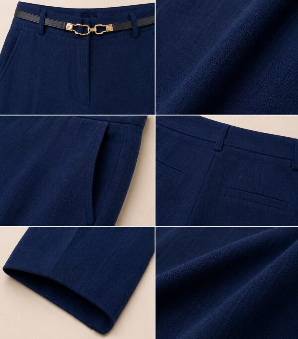 Women's Cotton Blend High Waist Wide Leg Formal Trousers | Casual Office Wear Palazzo Pants with Belt