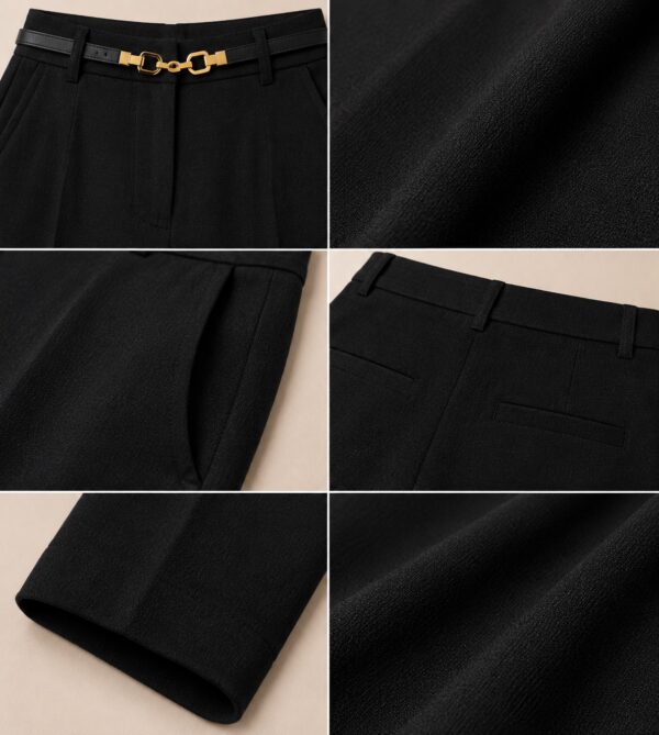Women's Cotton Blend High Waist Wide Leg Formal Trousers | Casual Office Wear Palazzo Pants with Belt