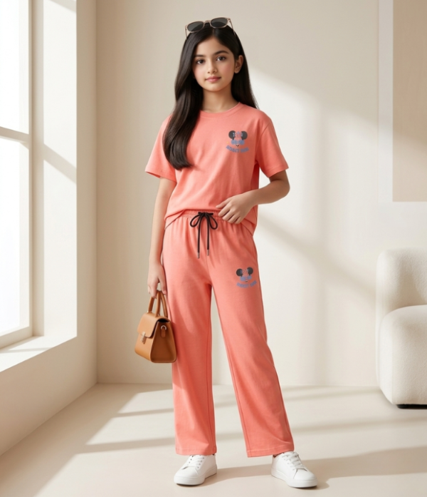 Girls Disney Printed Cotton T-Shirt & Palazzo Co-Ord Set | Casual Summer Wear for Girls