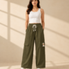 Girls Wide Leg Cargo Pants | Stylish Cotton Blend Palazzo Cargo Trousers for Girls