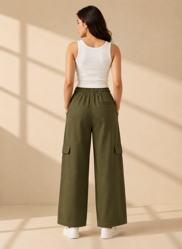 Girls Wide Leg Cargo Pants | Stylish Cotton Blend Palazzo Cargo Trousers for Girls
