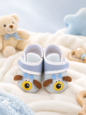 Baby Blue Cartoon Dog Prewalker Shoes | Soft Sole Anti-Slip First Walking Shoes for Boys & Girls