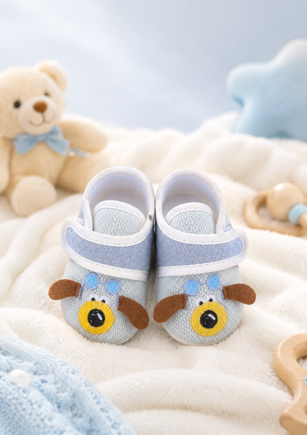 Baby Blue Cartoon Dog Prewalker Shoes | Soft Sole Anti-Slip First Walking Shoes for Boys & Girls