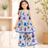Girls Floral Printed Sharara Set with Tiered Top | Stylish Ethnic Co-Ord Set for Girls