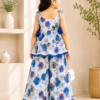 Girls Floral Printed Sharara Set with Tiered Top | Stylish Ethnic Co-Ord Set for Girls