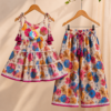 Girls Floral Printed Sharara Set with Tiered Top | Stylish Ethnic Co-Ord Set for Girls