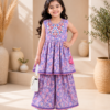 Girls Printed Sharara Set with Sleeveless Kurti | Stylish Ethnic Co-Ord Set for Girls