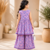 Girls Printed Sharara Set with Sleeveless Kurti | Stylish Ethnic Co-Ord Set for Girls