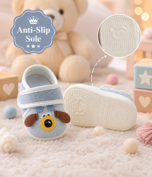 Baby Blue Cartoon Dog Prewalker Shoes | Soft Sole Anti-Slip First Walking Shoes for Boys & Girls