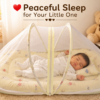 Baby Mosquito Net Bedding Set with Pillow – Soft Yellow Printed Newborn Sleeping Bed
