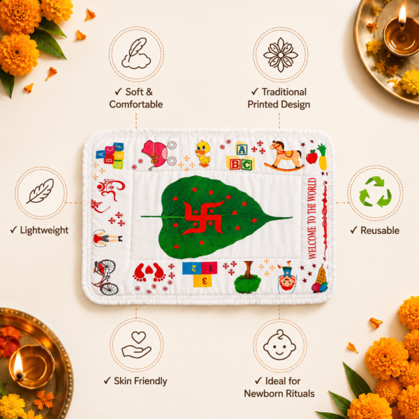 Baby Godri with Auspicious Peepal Leaf Print | Soft Cotton Godri for Newborn's