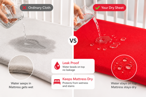 Red Waterproof Baby Dry Sheet | Soft Reusable Mattress Protector for Newborns & Infants 1.0m x 1.4m