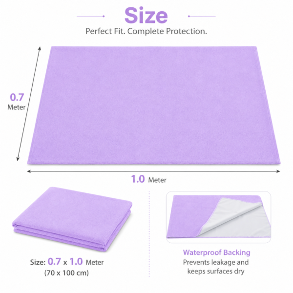 Lavender Waterproof Baby Dry Sheet | Reusable Soft Mattress Protector for Newborns & Infants 0.7m x 1.0m